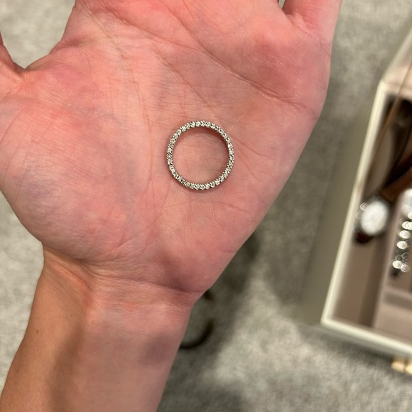 Roberto Coin Jewelry - Roberto Coin 18K WHITE GOLD TINY TREASURES MEDIUM DIAMOND CIRCLE NECKLACE